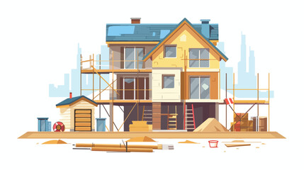 Illustration of building project flat vector isolated