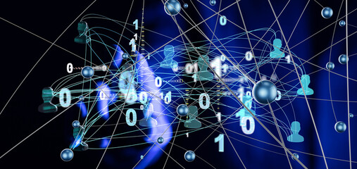 Abstract technology group and data 3d