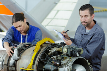 aircraft mechanical parts assembler at work