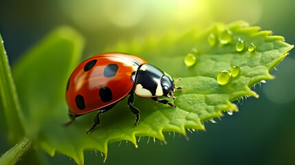 Ladybug on flower, a ladybug on background