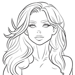 a young lady with beautiful and attractive looks, vector illustration line art