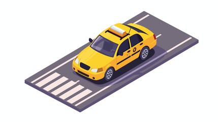 Isometric taxi in the road flat vector isolated on white background 