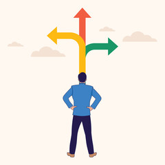 Businessman Decision to Choose Which Direction Illustration
