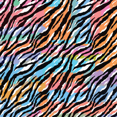 Colorful paint brush zebra pattern