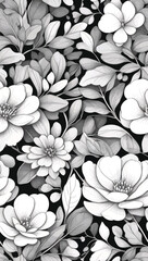 Beach cheerful seamless pattern wallpaper of tropical dark green leaves of palm trees and flowers bird of paradise (strelitzia) plumeria on a watercolor background