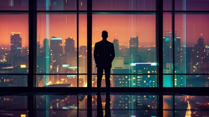 Fototapeta na wymiar silhouette of a person in the city