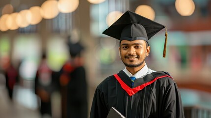 Portrait photo of a graduate with a blurred background