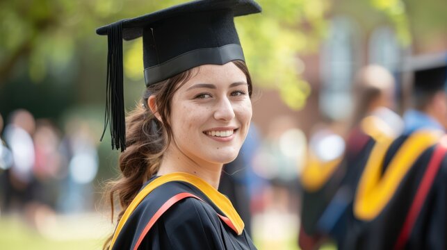 Portrait photo of a graduate with a blurred background
