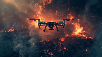 Drone in flames, Generative AI - obrazy, fototapety, plakaty