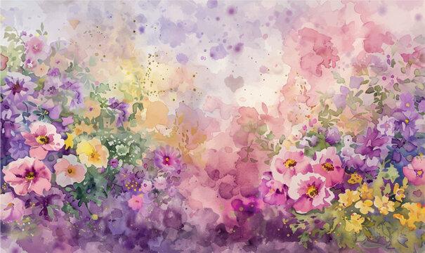 watercolor colorful flowers background