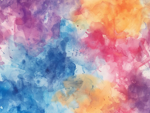 Watercolor grunge background orange ,blue and lilac horizontal