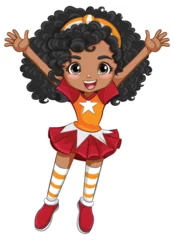Fotobehang Animated cheerleader girl with a big smile jumping © GraphicsRF