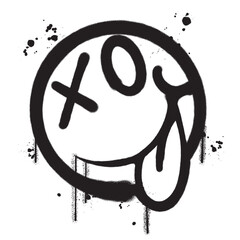 Vector graffiti spray paint mocking face emoticon isolated vector illustration