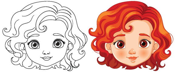 Black and white sketch transforms into colored character