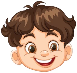 Foto op Canvas Vector illustration of a happy young boy smiling. © GraphicsRF