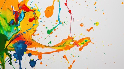 An energetic composition where splashes of paint in primary colors dance across the canvas, symbolizing freedom and artistic spontaneity