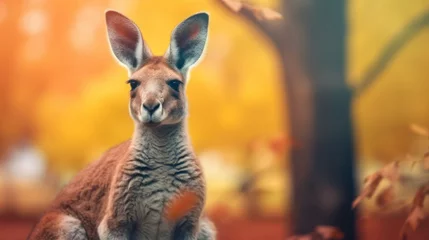 Poster close up kangaroo with tree background © kucret