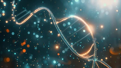 DNA strand, chemical symbols and data processing - Powered by Adobe