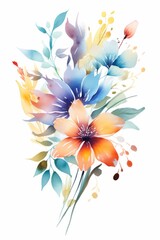 Fototapeta na wymiar watercolor flower isolated on white background.
