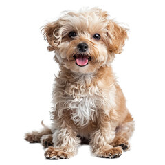 Cute Maltese poodle pet dog isolated on transparent background.
