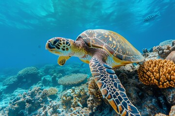 Obraz na płótnie Canvas Sea turtle swimming in the ocean