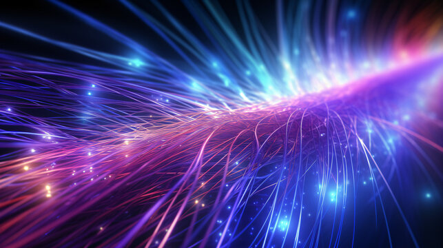 3D rendered optical fiber image with lighting effects.