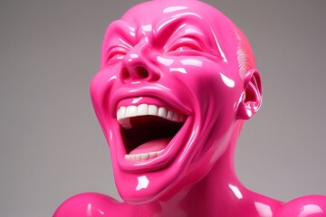 笑うピンクの造形男性,Generative AI AI画像