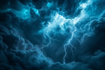 Stormy Skies and Lightning - obrazy, fototapety, plakaty