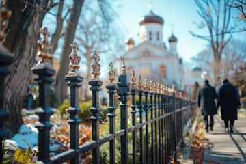 Deurstickers Consecration of the temple fence: sacred protection from evil, a symbol of spiritual inaccessibility and divine patronage © ЮРИЙ ПОЗДНИКОВ