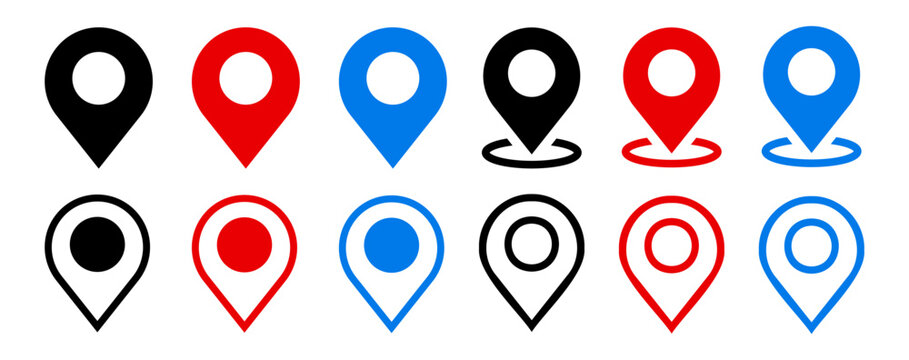 Location icon set. Pin symbol collection. Vector
