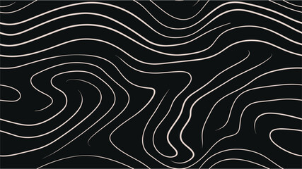 Abstract wave lines. Line art minimalist print. Topographic map texture. Musical lines on a dark background. Wiggle lines compostition. Seamless.