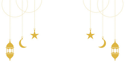 set of elements for ramadhan, lantern star moon vector illustration