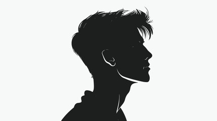 Young man profile in black and white