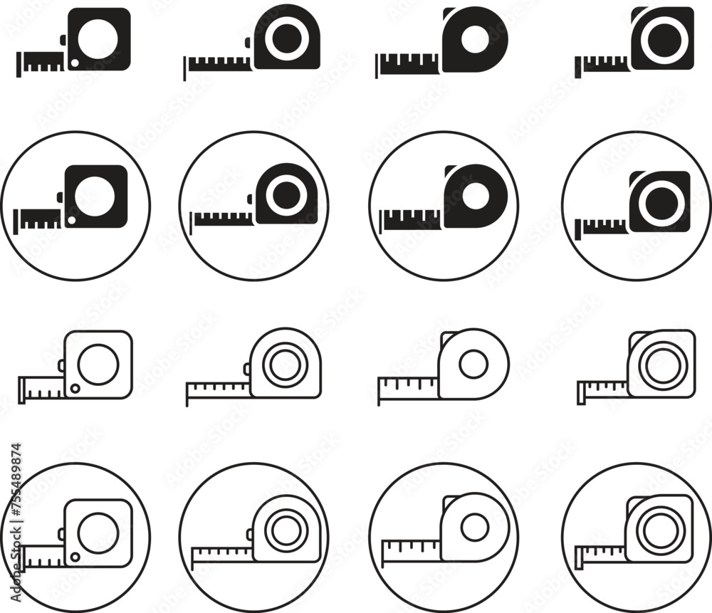 Poster set of measuring tape icons . flat styles editable stock for mobile concept and web designs. roll me