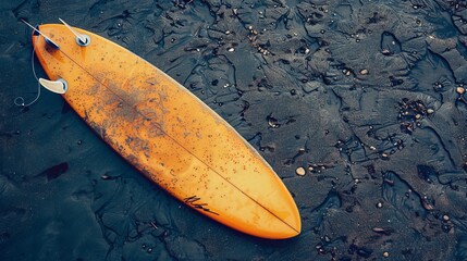 An 80s surfboard, vintage and displayed alone