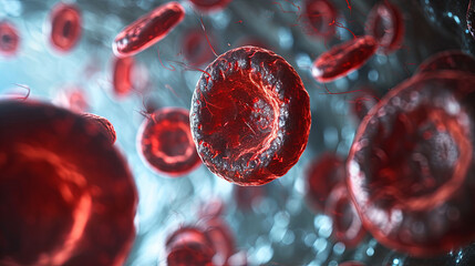 Background of blood cells: leukocytes and erythrocytes - obrazy, fototapety, plakaty