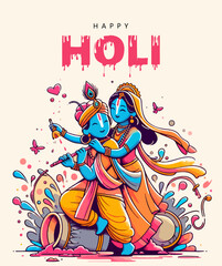 Radha Krishna colorful illustrations 