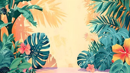 Tropical Jungle Illustration Adventure and Natural Beauty in a Modern Art Style