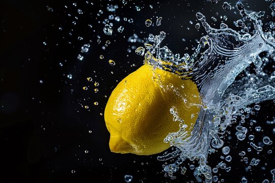 a lemon falling into water
