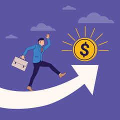 Businessman invests money in a profitable business illustration