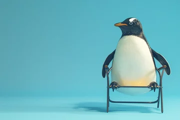 Tuinposter a penguin sitting on a small chair © Alex