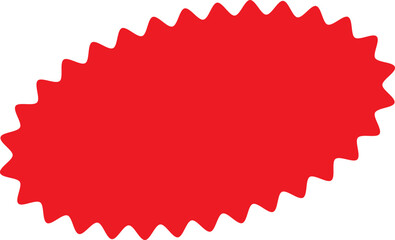 Starburst red sticker set, collection of special offer sale oval and round shaped sunburst labels and badges. Promo stickers and badges, seal, stamp, print with star edges. Vector.