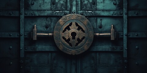 The master key hole. Security, vault, safe keeping concept. keyhole of old door or chest