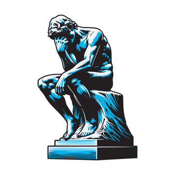 statue man depressed body pose graphic t-shirt vector illustration