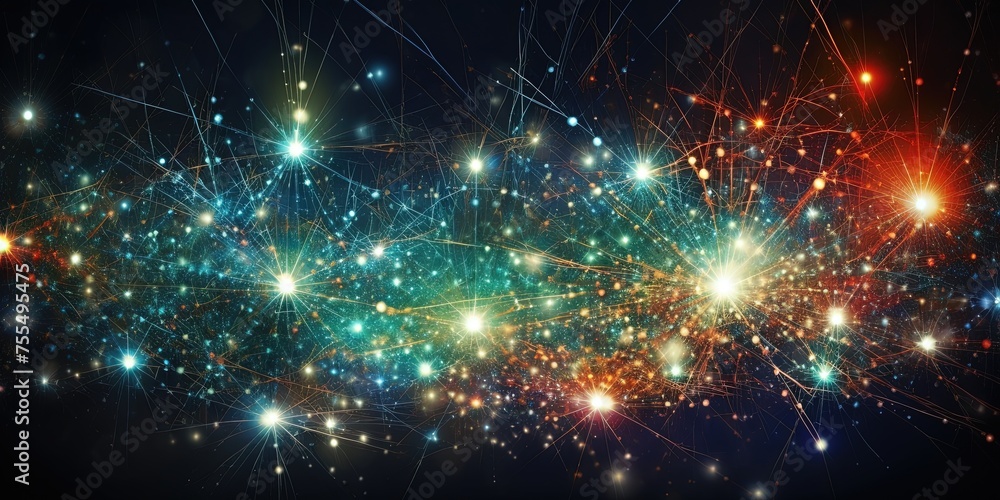 Fototapete a dazzling display of light and color bursts forth, resembling a glorious fireworks show exploding w