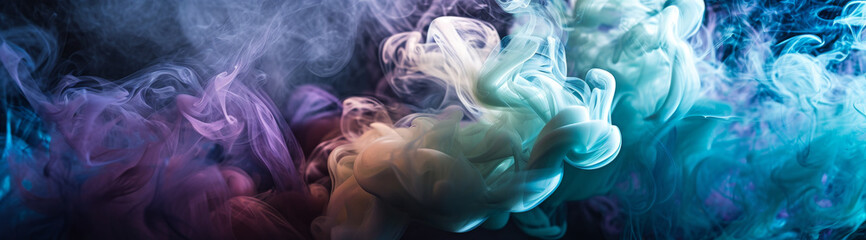 A cascade of swirling smoke in a vibrant spectrum, weaving a dance of mystery and color