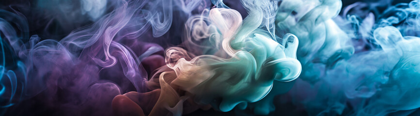 Whimsical smoke trails in a fusion of blues and purples evoke a sense of dreamy tranquility