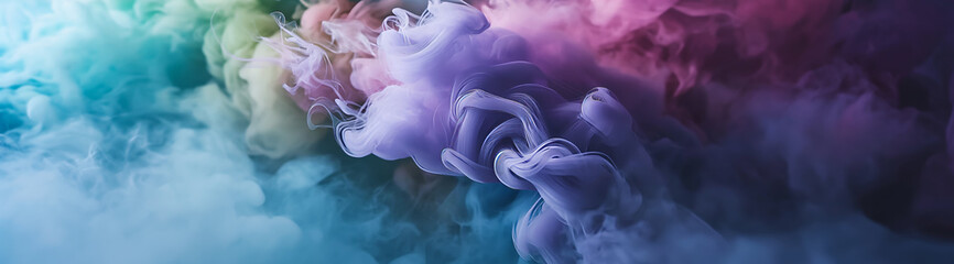 Whispers of color emerge in a dreamlike mist, intertwining in a dance of smoky swirls