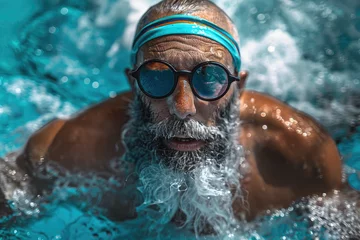 Fotobehang Elderly Man Revels in Nature.,Active elder people, Adventure © Dolgren