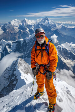 Courageous Elderly Mountaineer Portrait.,Active elder people, Adventure